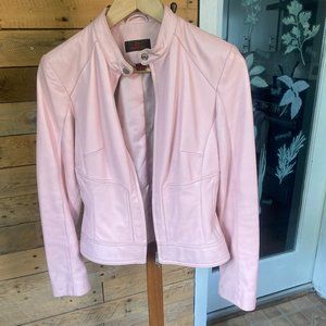 Baby Pink Danier Leather Motorcycle Jacket
